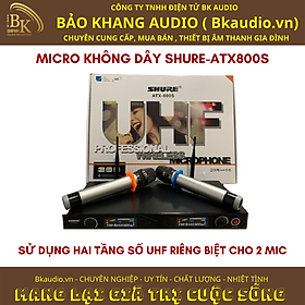 Mua Micro không dây ATX800S. Sản phẩm đến từ thương hiệu SHURE. Hai tầng số UHF loại tạp âm. Msp : SPM-03