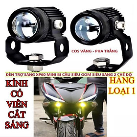 Đèn trợ sáng bi cầu XP60 cốt vàng pha trắng loại 1 siêu sáng cho xe máy ô tô