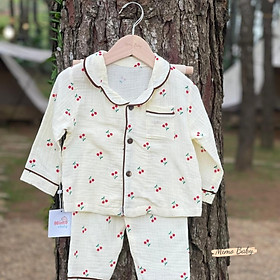 Bộ đồ pijama mùa thu đông chất xô muslin phong cách hàn quốc cho bé QA50