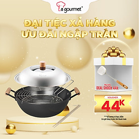 Chảo gang đúc công nghệ mới La gourmet Nitrigan™ 34cm lòng sâu 7L - 400543 (tốt cho sức khỏe, siêu bền)