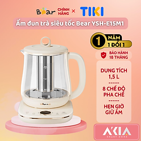 Ấm Pha Trà Siêu Tốc Bear YSH-E15M1 - Dung tích 1.5L, Hẹn giờ, Giữ ấm - Hàng Chính Hãng