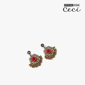 CECI - Khuyên tai nữ hình cánh hoa phối đính đá sang trọng CC1-08000035