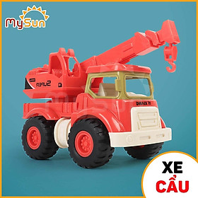 Bộ xe ô tô công trình đồ chơi cho bé - xe cần cẩu, xe ben chở cát, ô tô máy múc, xe bồn trộn bê tông