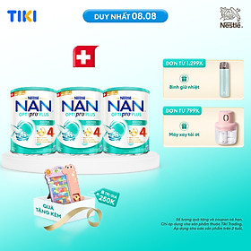 [05-09.08 QT Mua 1 Tặng 1] Bộ 3 lon Sữa bột Nestlé NAN OPTIPRO PLUS 4 800g/lon với 5HMO Giúp tiêu hóa tốt + Tăng cường đề kháng (Bé 2-6 tuổi) - Tặng Bảng ghép hình cá sấu có ốp lưng i