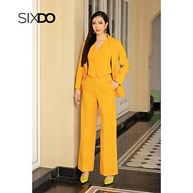 Quần âu vàng ông rộng woven thời trang SIXDO