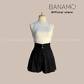 Quần short nữ túi nắp 2 khuy hàng thiết kế siêu đẹp thời trang Banamo Fashion short nữ túi nắp 2 khuy chất kaki 682