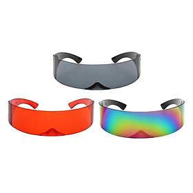 3PCS Unisex Futuristic Wrapped Around Sunglasses Robotic Sun Glasses Eyewear