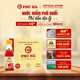 Nước mắm Phú Quốc Chỉ Dẫn Địa Lý Phú Hà 40 độ đạm - Hộp 6 chai 180ml