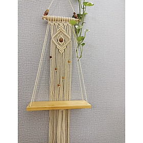 Mua Kệ gỗ trang trí dây treo tường tết macrame phối hạt vòng phong cách boho