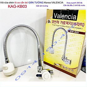 Mua Vòi rửa chén bát Valencia Korea KAG-KB03 âm tường  vòi chậu lạnh gắn tường cần bẻ lò xo gắn tường xả nước mạnh sử dụng t