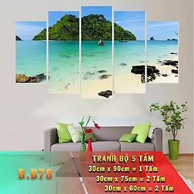 BỘ 5 TẤM GHÉP TRANH DÁN TƯỜNG 3D PHONG CẢNH BIỂN NHIỀU MẪU