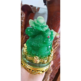 Tượng Cóc xanh cõng bắp cải phong thủy đế xoay hay thiềm thừ cõng cải cao 16cm đk 11cm mệnh Mộc hỏa thủy trưng bàn làm việc bàn thờ Thần Tài ạ