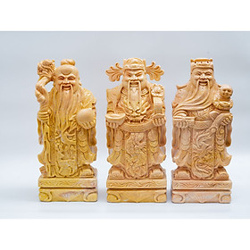 Bộ  Phúc Lộc Thọ đá Cẩm thạch cam vàng - cao 30cm  (Hợp mệnh Hỏa, Thổ, Kim hoặc Mộc)