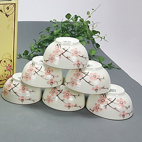 Bộ bát ăn cơm men kem hoa Đào cao cấp chính hãng Bát Tràng