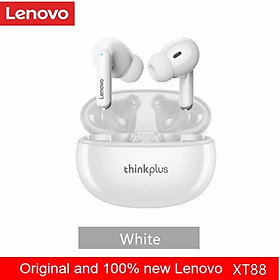 Tai nghe không dây Lenovo XT88 Bluetooth 5.3 TWS âm thanh nổi HD giảm ồn với mic chống nước pin trâu 350mAh-Hàng chính hãng - Trắng