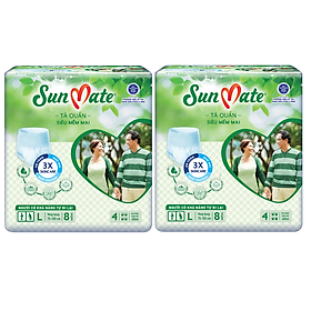 Ảnh bìa Combo 2 Tã Quần Người Lớn Sunmate Mềm Mại L8 (8 Miếng)