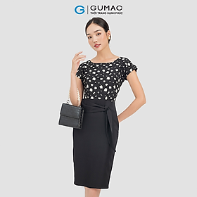 Đầm nữ dáng ôm GUMAC DC07011 xếp ly phối nơ sang trọng