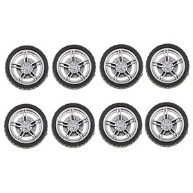 10 Pieces 30mm 5-Spoke Wheel Rim & Rubber Tyres for RC Racing Car DIY Accs