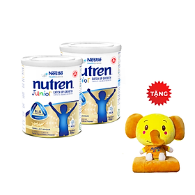 Combo 2 lon sản phẩm dinh dưỡng y học Nutren Junior cho trẻ từ 1-12 tuổi 850g tăng trưởng 3 chuẩn: Thế chất, Đề kháng, Tư duy - Tặng bộ gối mền con voi