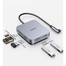 Mua Bộ chuyển USB-C sang 3 cổng USB 3.0 + đọc Thẻ nhớ TF / SD 5Gbps Ugreen 60377 Magnetic Màu Xám Hàng chính hãng