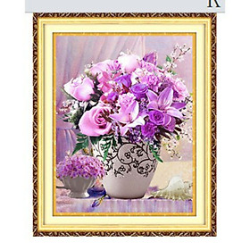 Mua Tranh thêu chữ thập chỉ lụa Bình hoa sang chảnh 54x67cm