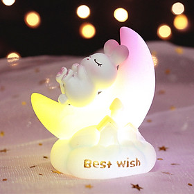 Đồ chơi đèn Led cho bé - Đèn Led trang trí - Quà tặng sinh nhật, quà tặng lưu niệm siêu dễ thương Thỏ trắng và trăng - DP02