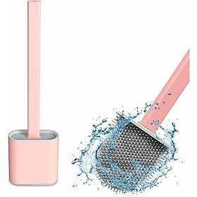 Bàn chải nhà vệ sinh silicone silicon với bàn chải nhà vệ sinh silicon với sấy khô nhanh mà không cần khoan (màu hồng)