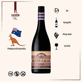 Rượu Vang Đỏ Dominic HENRY & LUCAS Pinot Noir 750ml 13% Acl