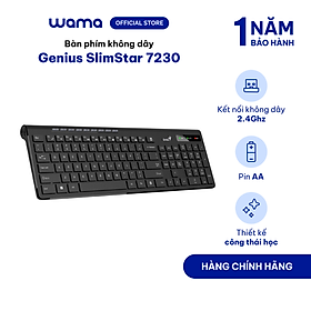 Bàn phím không dây Genius SlimStar 7230 - full size, tích hợp phím trợ năng cho văn phòng, công thái học gõ thoải mái, Hàng chính hãng, Bảo hành 1 năm