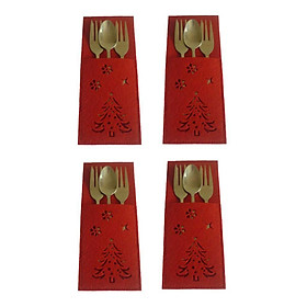 Set of  Christmas Cutlery Holder Cutlery Bag Cutlery Covers Table Decor