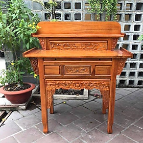 Bàn Thờ Gia Tiên 2 Tầng Gỗ Tràm bông vàng nhiều kích thước Kích Thước - Decor, Decor Phòng