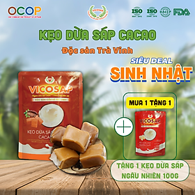 Kẹo dừa sáp VICOSAP vị cacao kẹo mềm dẻo ít đường đặc sản Trà Vinh túi 100g