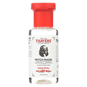 Nước hoa hồng không cồn hương hoa hồng THAYERS Witch Hazel Aloe Vera Formula Alcohol-Free Toner - Rose Petal 89ml (Mini Size)