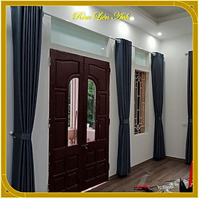 Rèm cửa chính, rèm cửa sổ, ngăn phòng chống nắng, cách nhiệt - Màu ghi đậm họa tiết karo