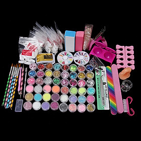 48 Glitter Powder Manicure Nail Kit Rhinestones 3D Design Acrylic Powder Gel Polish Nail Tips Gems Decoration DIY Nail