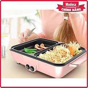 Mua Bếp Điện Modosa 2 Ngăn 2 Trong 1 Vừa Ăn Lẩu Vừa Ăn Nướng  Chống Dính Tiện Lợi 2-5 Người Ăn - Hàng Chính Hãng