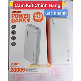 Sạc Dự Phòng SYC P382 dung lượng 20000 mAh (PD 18W, QC3.0) Sạc Nhanh 2 Chiều Type C, Hàng chính hãng