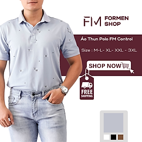 Áo polo nam phối họa tiết trẻ trung năng động, chất thun Polyester chống nhăn, chống bắm bụi - FORMEN SHOP - FMPS212