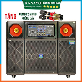 Mua Loa 4 tấc đôi Kanayo K-2500 2 bass 40 công suất lớn 2500W/max Thùng gỗ chóng trầy | Tặng 2 micro cao cấp chóng hú | Hàng chính hãng