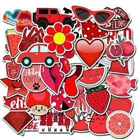 Sticker nhãn dán tone đỏ đen red and black trang trí mũ bảo hiểm, đàn, guitar, ukulele, điện thoại laptop