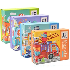 Puzzle xếp hình 4 in 1 cho người mới bắt đầu - Chủ đề giao thông - Chính hãng Mideer an toàn cho bé