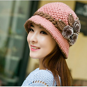 Mũ len nữ nón len dệt kim thu đông 2 lớp thời trang mới dona22110415