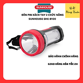 Đèn Pin, Đèn Tích Điện Xách Tay 2 Chức Năng Sunhouse SHE-8100 - Chính Hãng