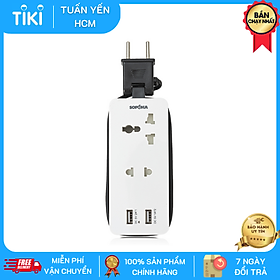 Ổ cắm điện du lịch đa năng 2 ổ và 2 cổng sạc usb - sopoka q2u