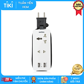 Ổ cắm điện du lịch đa năng 2 ổ và 2 cổng sạc USB - Sopoka Q2U