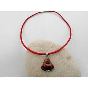 Dây chuyền Phật Di Lặc đá nam nữ dù thái đỏ chốt inox thời trang mang đến may mắn, tài lộc, bình an