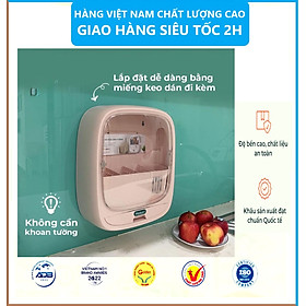 Hộp Đựng Đũa Thìa Dán Tường HOKORI, Bốn Ngăn Tiện Dụng Có Nắp Đậy, Dán Tường Siêu Chắc Chắn - Hàng Việt Nam