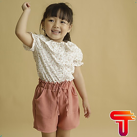 Đồ bộ cho bé gái áo trắng Hoa nhí HỒNG Quần HỒNG set trang phục bé gái từ 1-6 TUỔI 12-27KG-TANOSAKIDS