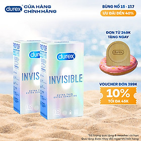 COMBO 2 HỘP BAO CAO SU DUREX INVISIBLE EXTRA THIN EXTRA SENSITIVE 10S (10 bao/hộp)