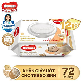 Thùng 12 gói khăn giấy ướt cho trẻ sơ sinh HUGGIES (Gói 72 tờ) - Hàng chính hãng